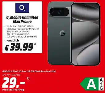 MediaMarkt GOOGLE Pixel 10 Pro 128 GB Obsidian Dual SIM Angebot