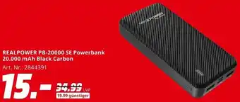 MediaMarkt REALPOWER PB-20000 SE Powerbank 20.000 mAh Black Carbon Angebot