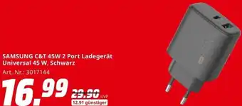 MediaMarkt SAMSUNG C&T 45W 2 Port Ladegerät Universal 45 W, Schwarz Angebot