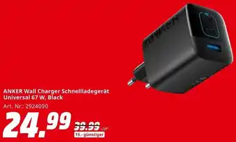 MediaMarkt ANKER Wall Charger Schnellladegerät Universal 67 W, Black Angebot