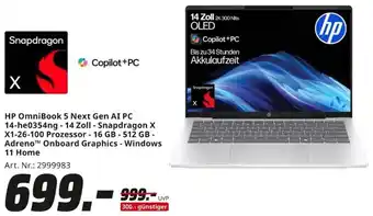 MediaMarkt HP OmniBook 5 Next Gen AI PC 14-he0354ng - 14 Zoll Angebot