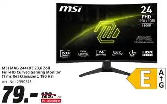 MediaMarkt MSI MAG 244CDE 23,6 Zoll Full-HD Curved Gaming Monitor Angebot