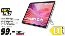 MediaMarkt LENOVO Tab, Inkl. transparenter Schutzhülle mit integriertem Standfuß, Tablet Angebot