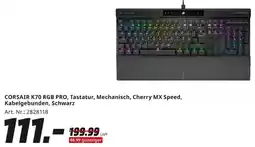 MediaMarkt CORSAIR K70 RGB PRO, Tastatur, Mechanisch, Cherry MX Speed, Kabelgebunden, Schwarz Angebot