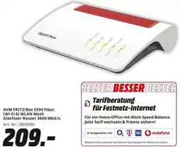 MediaMarkt AVM FRITZ!Box 5590 Fiber, (Wi-Fi 6) WLAN Mesh Glasfaser Router 3600 Mbit/s Angebot