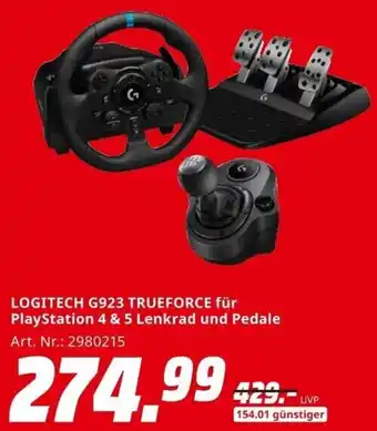 MediaMarkt LOGITECH G923 TRUEFORCE für PlayStation 4 & 5 Lenkrad und Pedale Angebot