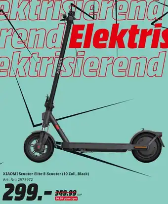 MediaMarkt XIAOMI Scooter Elite E-Scooter (10 Zoll, Black) Angebot