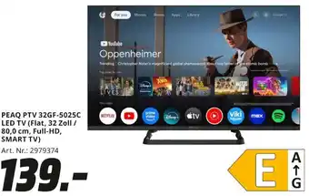 MediaMarkt PEAQ PTV 32GF-5025C LED TV (Flat, 32 Zoll / 80,0 cm, Full-HD, SMART TV) Angebot