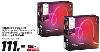 MediaMarkt PHILIPS Flux Gradient Lightstrip, 4m, Chromasync Farbmischung, Doppelpack Lichtstrip RGBWWIC Angebot