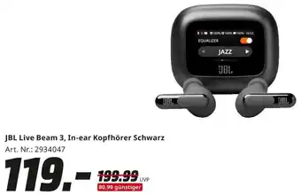 MediaMarkt JBL Live Beam 3, In-ear Kopfhörer Schwarz Angebot