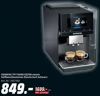 MediaMarkt SIEMENS TP713D09 EQ700 classic Kaffeevollautomat Klavierlack Schwarz Angebot