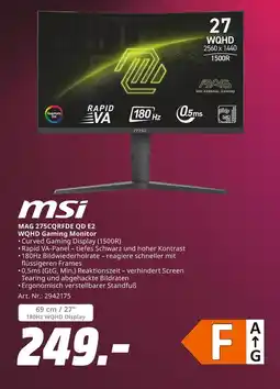 MediaMarkt Msi mag 275qrfd e qd e2 wqhd gaming monitor Angebot