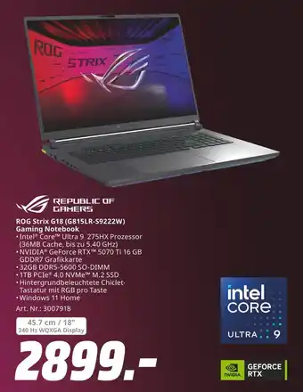 MediaMarkt Republic of gamers rog strix g18 (g815lr-s9222w) gaming notebook Angebot
