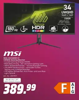 MediaMarkt Msi mag 342cqre e2 uwqhd gaming monitor Angebot