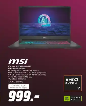 MediaMarkt Msi katana a17 ai b8vf-878 gaming-notebook Angebot