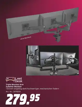 MediaMarkt Leet desk triple monitor arm zubehör monitor Angebot