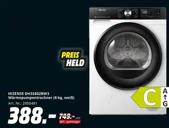 MediaMarkt Hisense dh3s802bw3 wärmepumpentrockner Angebot