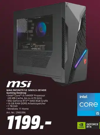 MediaMarkt Msi mag infinite s3 14nvl5-2814de gaming desktop Angebot