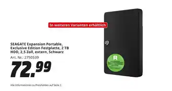 MediaMarkt Seagate expansion portable, exclusive edition festplatte Angebot