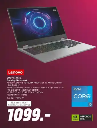 MediaMarkt Lenovo loq 15irx10 gaming-notebook Angebot