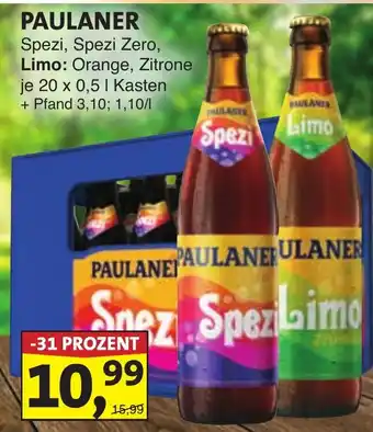 Lösch Depot PAULANER Spezi, Spezi Zero, Limo: Orange, Zitrone Angebot