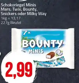 Ihr Frischmarkt Schokoriegel Minis Mars, Twix, Bounty, Snickers oder Milky Way Angebot