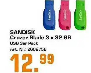 Saturn Sandisk Cruzer Blade 3 X 32gb Usb 3er Pack Angebot