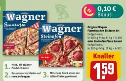 REWE Original wagner flammkuchen elsässer art oder steinofen pizza salami Angebot