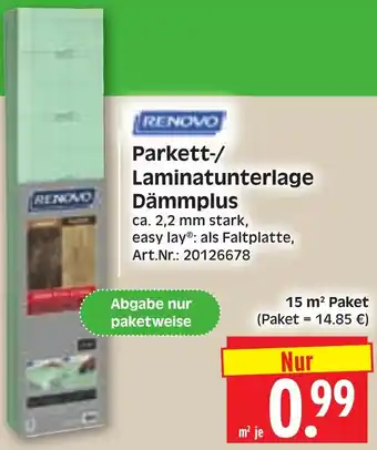 Herkules Baumarkt RENOVO Parkett-/ Laminatunterlage Dämmplus Angebot