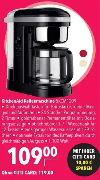 CITTI Markt KitchenAid Kaffeemaschine 5KCM1209 Angebot