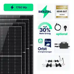 Netto Marken-Discount priwatt Balkonkraftwerk - 4 Solarmodule - 1780 Wp - Flachdach/Garten - 15 m Angebot
