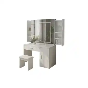 Netto Marken-Discount Schminktisch mit Spiegel SLIDE Weiß mit LED Beleuchtung Schubladen Angebot