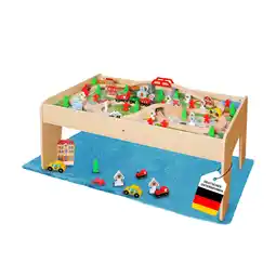 Netto Marken-Discount Coemo Spieltisch mit 90-tlg. Holzeisenbahn Farbe Natur Angebot