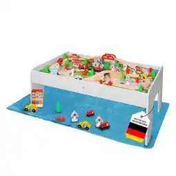 Netto Marken-Discount Coemo Spieltisch mit 90-tlg. Holzeisenbahn Farbe Weiß Angebot