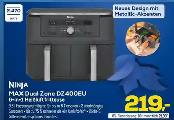 Euronics Ninja max dual zone dz400eu 6-in-1 heißluftfritteuse Angebot