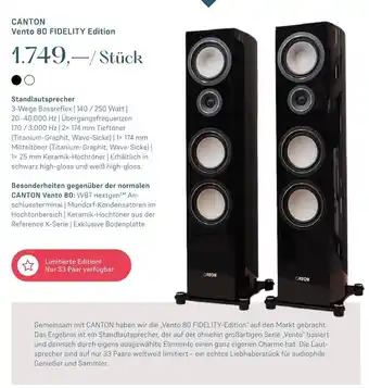Euronics Canton standlautsprecher vento 80 fidelity edition Angebot