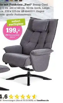 Höffner Relaxsessel mit hocker „betsy“ Angebot