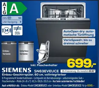 Euronics SIEMENS SN63EVEUCE Einbau-Geschirrspüler, 60 cm, vollintegrierbar Angebot