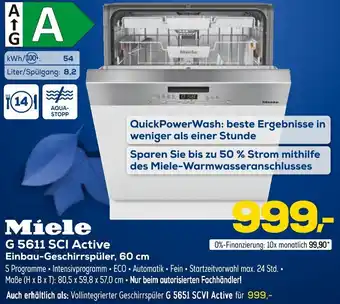 Euronics Miele G 5611 SCI Active Einbau-Geschirrspüler, 60 cm Angebot