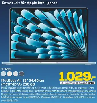 Euronics Apple MacBook Air 13" 34,46 cm (MC6T4D/A) 256 GB Angebot