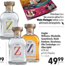 CITTI Markt Ziegler Williams, Mirabelle, Sauerkirsch, Waldhimbeer, Haselnuss, Alte Zwetschge oder Alter Apfel Angebot
