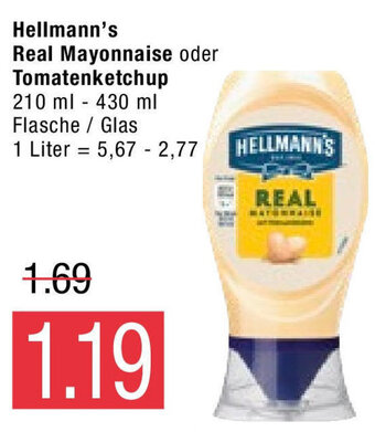 Marktkauf Hellmann's Real Mayonnaise oder Tomatenketchup Angebot