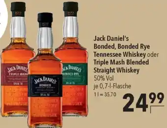 CITTI Markt Jack Daniel's Bonded, Bonded Rye Tennessee Whiskey oder Triple Mash Blended Straight Whiskey Angebot