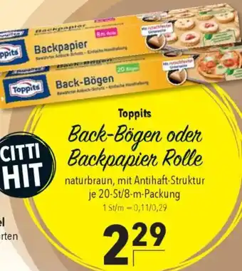 CITTI Markt Toppits Back-Bögen oder Backpapier Rolle Angebot