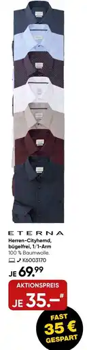 Galeria ETERNA Herren-Cityhemd, bügelfrei, 1/1-Arm Angebot