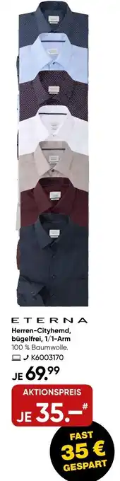 Galeria ETERNA Herren-Cityhemd, bügelfrei, 1/1-Arm Angebot