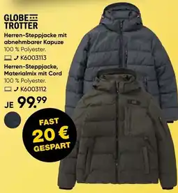 Galeria GLOBE TROTTER Herren-Steppjacke mit abnehmbarer Kapuze Angebot
