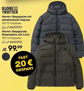 Galeria GLOBE TROTTER Herren-Steppjacke mit abnehmbarer Kapuze Angebot