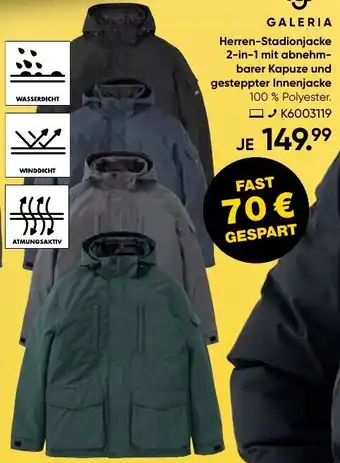 Galeria GALERIA Herren-Stadionjacke 2-in-1 mit abnehmbarer Kapuze und gesteppter Innenjacke Angebot