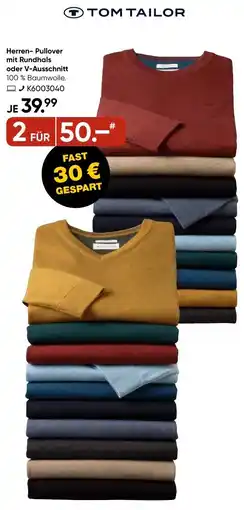 Galeria TOM TAILOR Herren Pullover mit Rundhals oder V-Ausschnitt Angebot